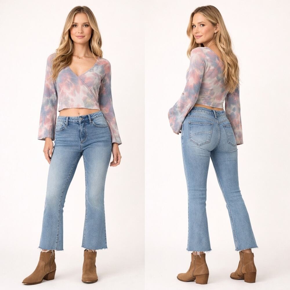 Driftwood “Roxy” Crop Flare Jeans 27 Raw Hem Boho Western   J1763